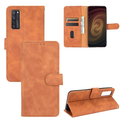 

For ZTE Axon 20 5G / A20 5G Solid Color Skin Feel Magnetic Buckle Horizontal Flip Calf Texture PU Leather Case with Holder & Card Slots & Wallet(Brown)