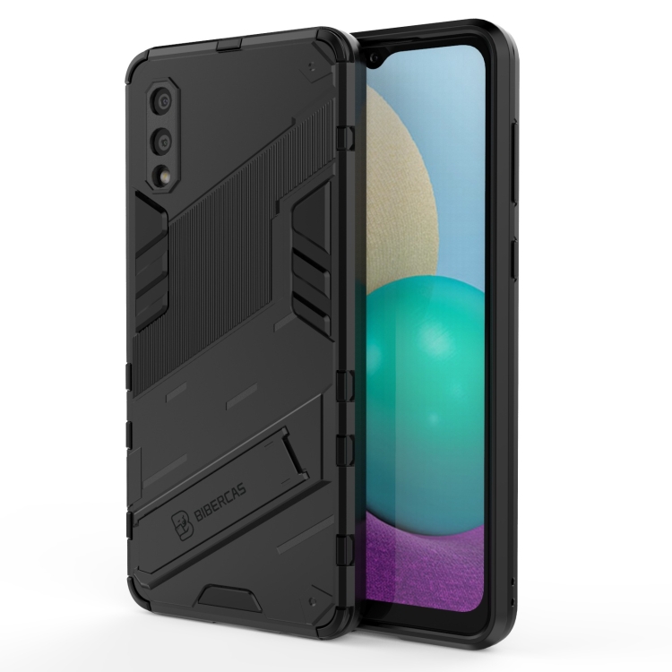 

For Samsung Galaxy A02 (EU Version) Punk Armor 2 in 1 PC + TPU Shockproof Case with Invisible Holder(Black)