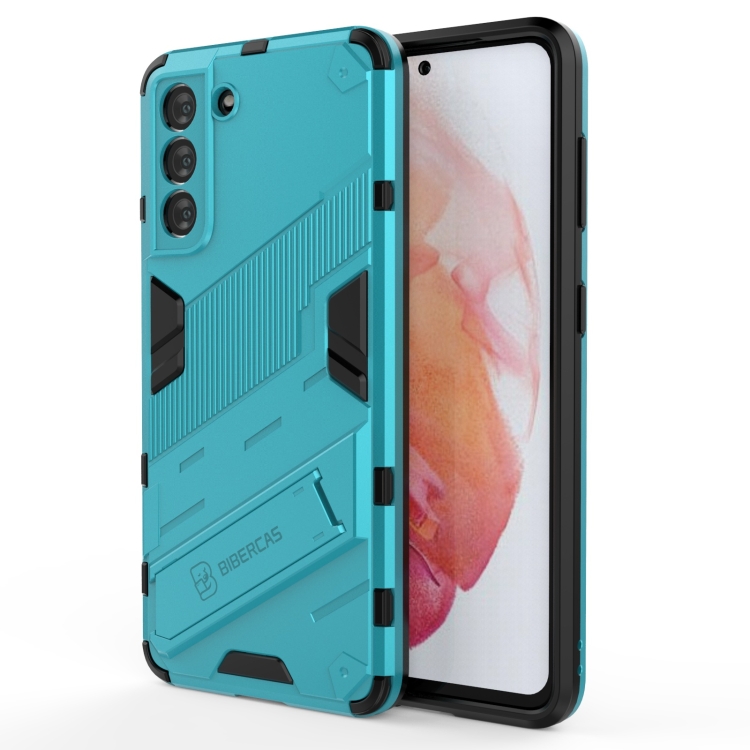 

For Samsung Galaxy S21 5G Punk Armor 2 in 1 PC + TPU Shockproof Case with Invisible Holder(Blue)