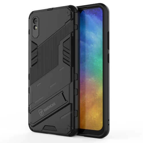 

For Xiaomi Redmi 9A Punk Armor 2 in 1 PC + TPU Shockproof Case with Invisible Holder(Black)