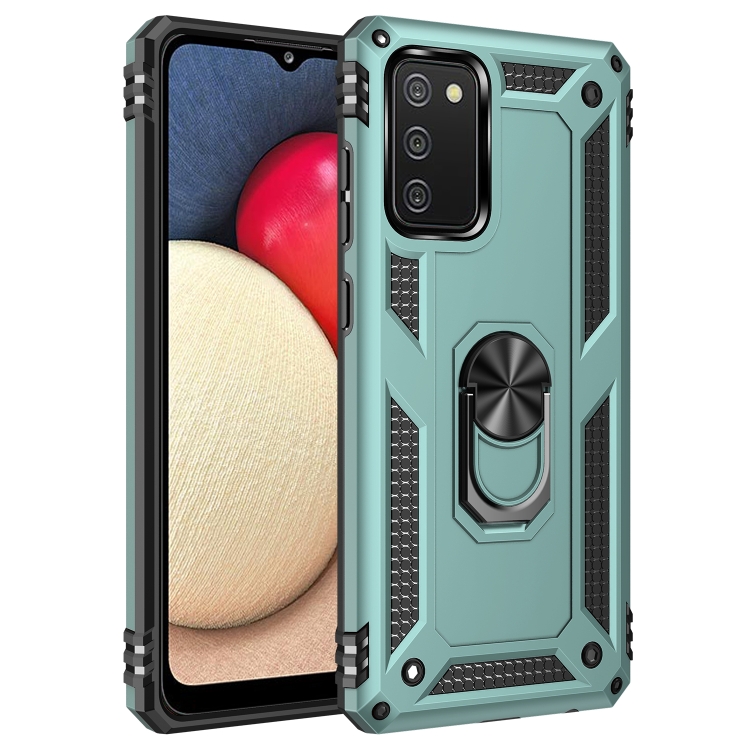 

For Samsung Galaxy A02s (US Version) Shockproof TPU + PC Protective Case with 360 Degree Rotating Holder(Green)