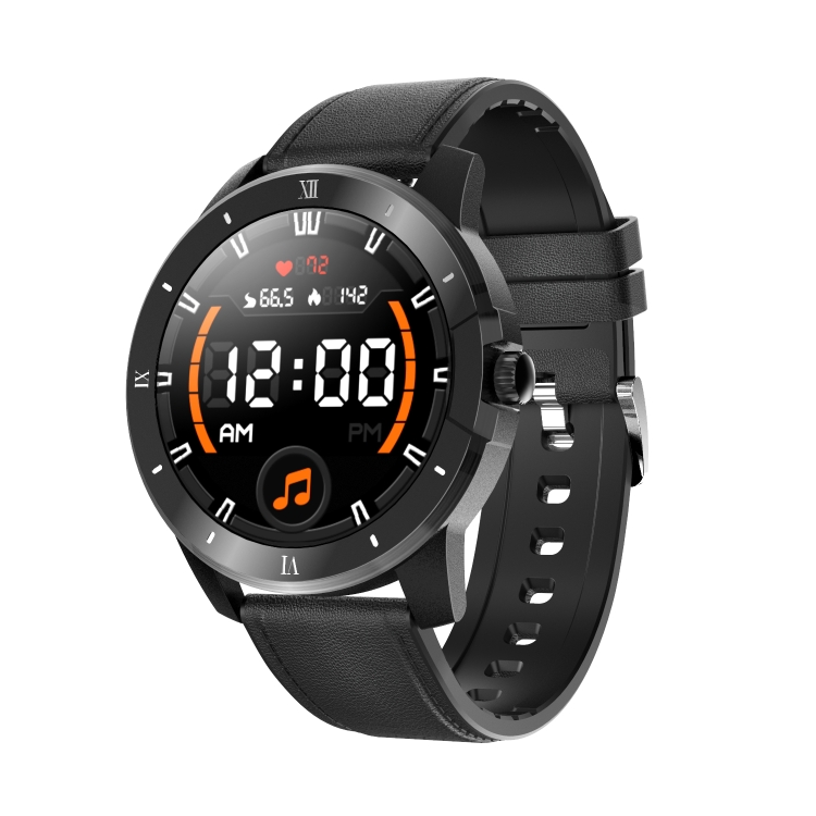 

MX12 1.3 inch IPS Color Screen IP68 Waterproof Smart Watch, Support Bluetooth Call / Sleep Monitoring / Heart Rate Monitoring, Style: Leather Strap(Black)
