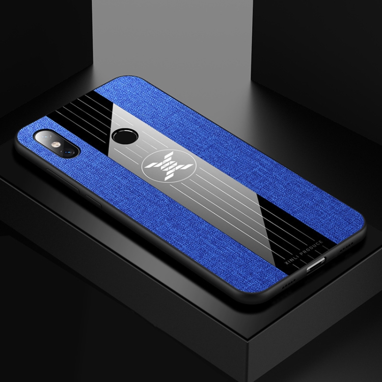 

For Xiaomi Mi 8 XINLI Stitching Cloth Texture Shockproof TPU Protective Case(Blue)