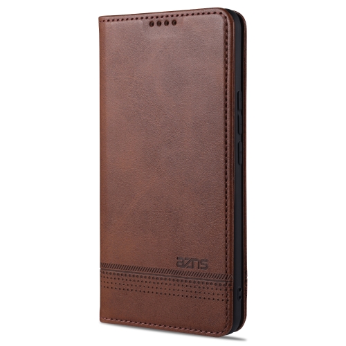 

For vivo X60 5G AZNS Magnetic Calf Texture Horizontal Flip Leather Case with Card Slots & Holder & Wallet(Dark Brown)