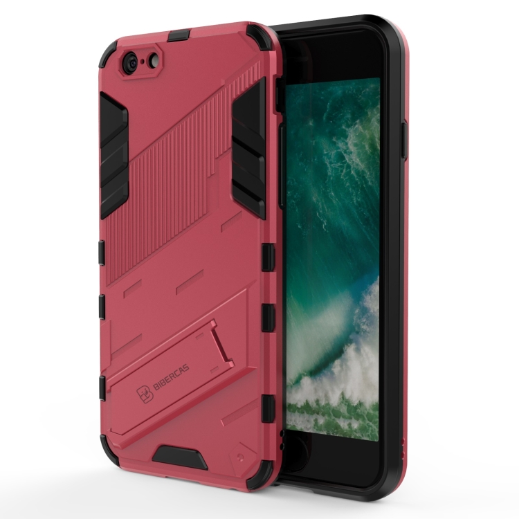 

Punk Armor 2 in 1 PC + TPU Shockproof Case with Invisible Holder For iPhone 6 & 6s(Light Red)