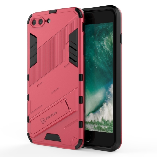 

Punk Armor 2 in 1 PC + TPU Shockproof Case with Invisible Holder For iPhone 7 Plus & 8 Plus(Light Red)