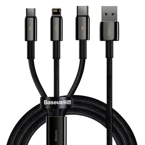 

Baseus CAMLTWJ-01 1.5m 3.5A USB to 8 Pin + USB-C / Type-C + Micro USB 3 in 1 Fast Charging Data Cable(Black)