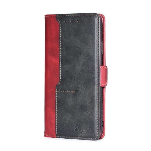 

For Huawei P smart 2020 Retro Texture Contrast Color Side Buckle Horizontal Flip Leather Case with Holder & Card Slots & Wallet(Red)