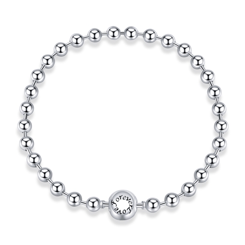 

S925 Sterling Silver Punk Round Beads Women Bracelet Jewelry, Size:17cm