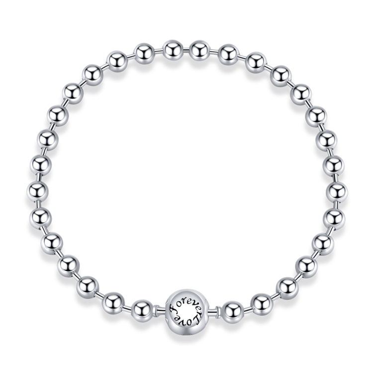

S925 Sterling Silver Punk Round Beads Women Bracelet Jewelry, Size:19cm