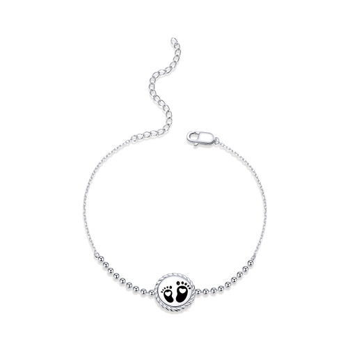 

S925 Sterling Silver Life Traces Footprint Women Bracelet Jewelry