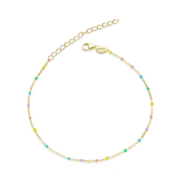 

S925 Sterling Silver Colorful Rainbow Ball Women Bracelet Jewelry