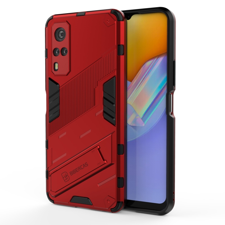 

Punk Armor 2 in 1 PC + TPU Shockproof Case with Invisible Holder For vivo Y51(2020 Indian Version)(Red)