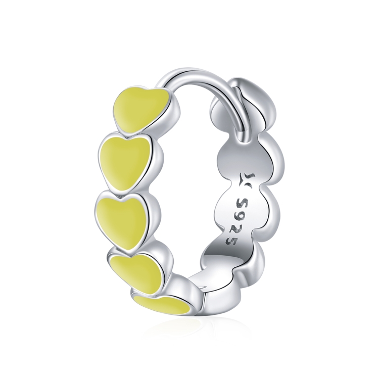 

S925 Sterling Silver Heart Dripping Oil Women Earrings(Yellow)