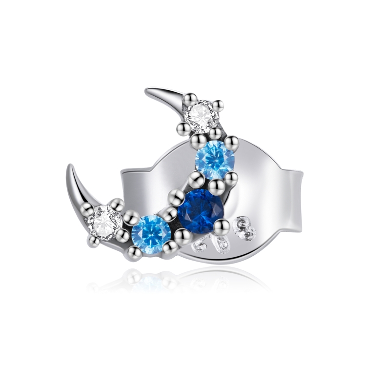 

S925 Sterling Silver Colored Zircon Moon Women Earrings