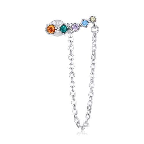 

S925 Sterling Silver Colored Zircon Rainbow Heart Women Earrings