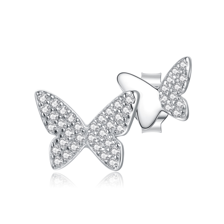 

S925 Sterling Silver Double Butterflies Women Earrings