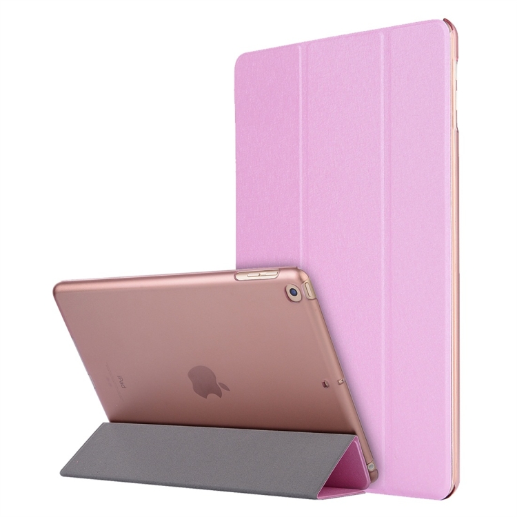 

For iPad 10.2 / iPad 10.2 2020 Silk Texture Horizontal Flip Magnetic PU Leather Case, with Three-folding Holder & Sleep / Wake-up Function(Pink)