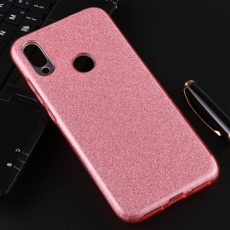 

For Xiaomi Redmi Note 7 Full Coverage TPU + PC Glittery Powder Protective Back Case(Pink)