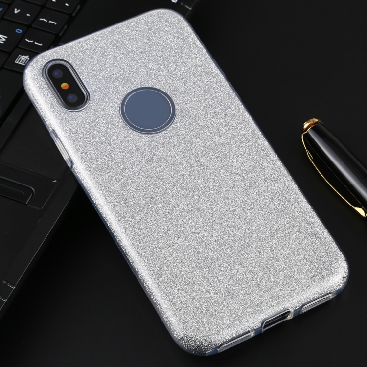 

For iPhone XS / X Full Coverage TPU + PC Glittery Powder Protective Back Case(Silver)