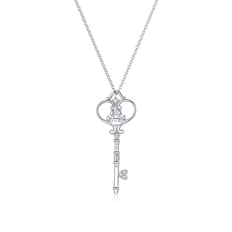 

S925 Sterling Silver Castle Key Women Nacklace Jewelry