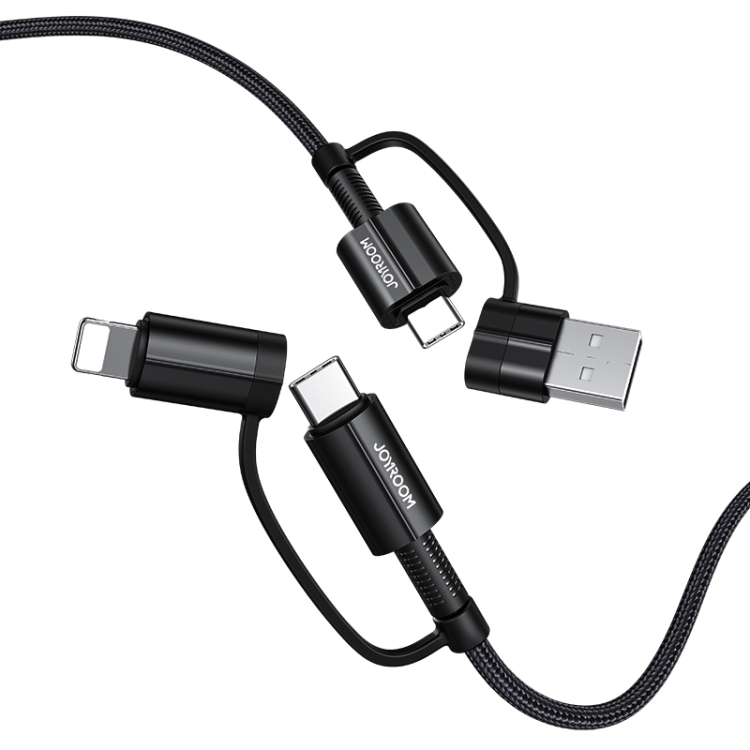 

JOYROOM S-1230G3 3A 4 in 1 Dual Type-C / USB-C + 8 Pin + USB Multi-function Fast Charging Data Cable, Length:1.2m(Black)