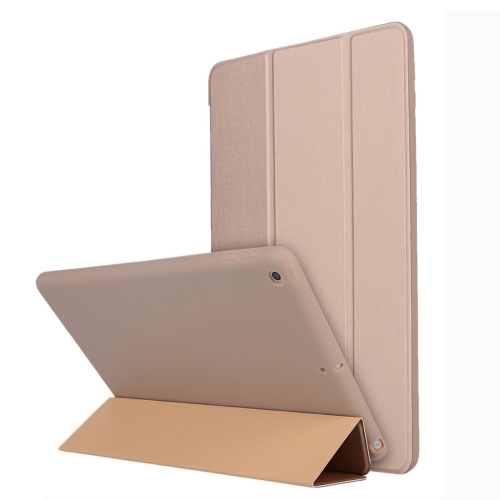 

For iPad 10.2 inch TPU Horizontal Flip Leather Case, with Three-folding Holder(Gold)