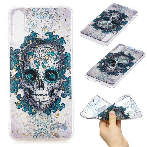 

For Huawei Nova 5 Cartoon Pattern Gold Foil Style Dropping Glue TPU Soft Protective Case(Skull)