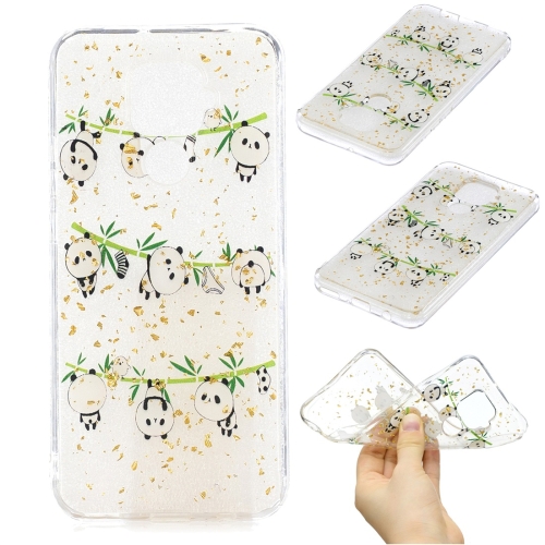 

For Huawei Nova 5 Pro Cartoon Pattern Gold Foil Style Dropping Glue TPU Soft Protective Case(Panda)