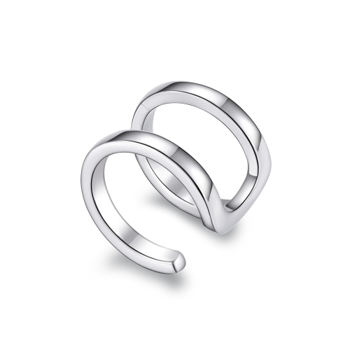 

S925 Sterling Silver Silver Double-ring Ear Clip Women Earrings