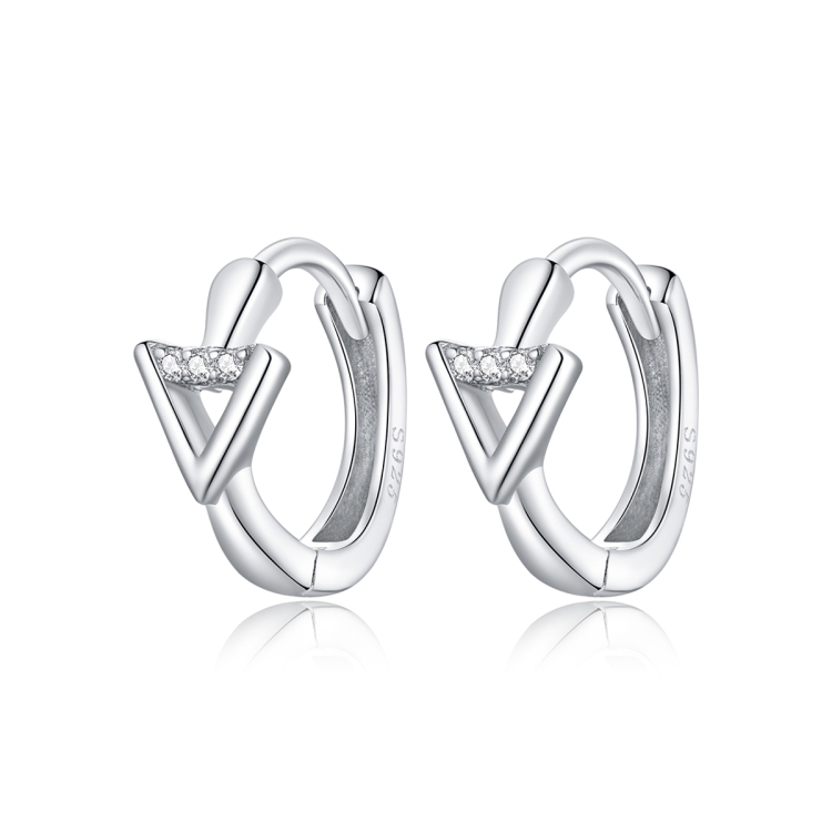 

S925 Sterling Silver Silver Triangle Ear Buckle Women Earrings
