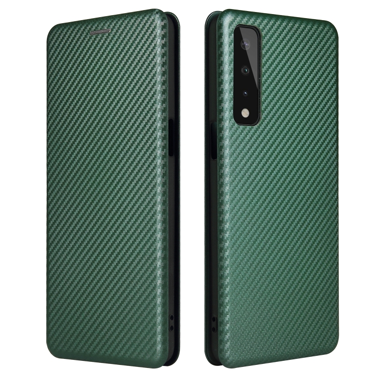 

For LG Stylo 7 5G Carbon Fiber Texture Magnetic Horizontal Flip TPU + PC + PU Leather Case with Card Slot(Green)