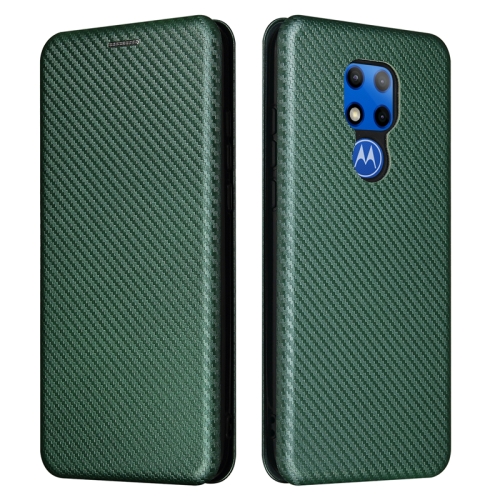 

For Motorola Moto G Play (2021) Carbon Fiber Texture Magnetic Horizontal Flip TPU + PC + PU Leather Case with Card Slot(Green)