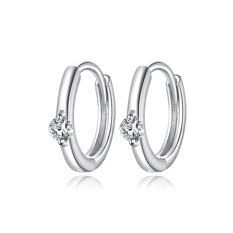 

S925 Sterling Silver Silver Fashion Zircon Ear Buckle Women Earrings(White Silver)