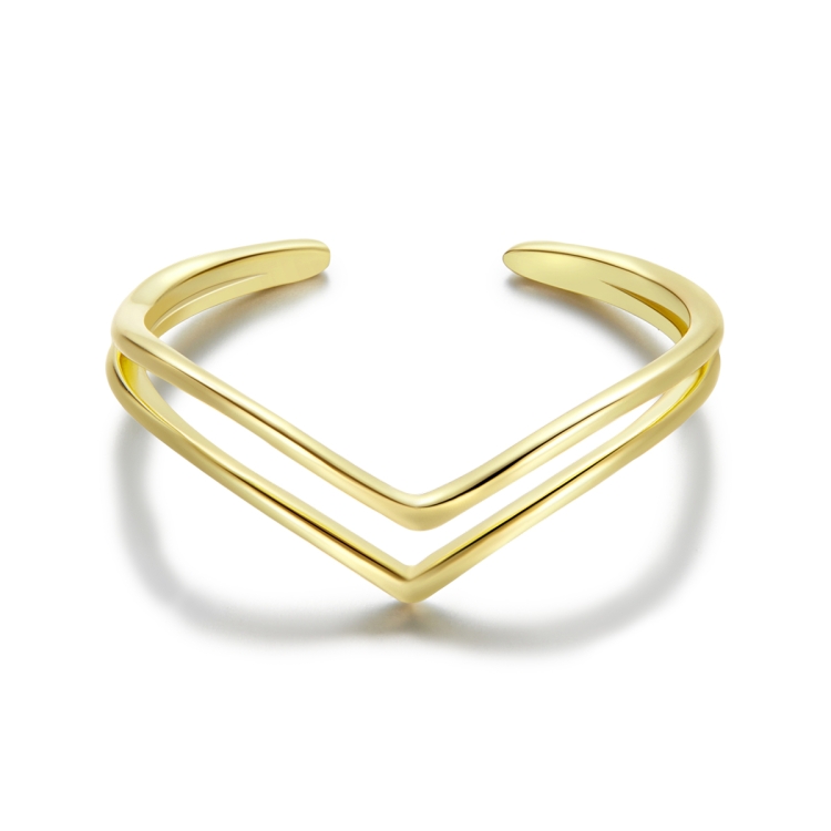 

S925 Sterling Silver Simple Hollow Lines Women Open Ring