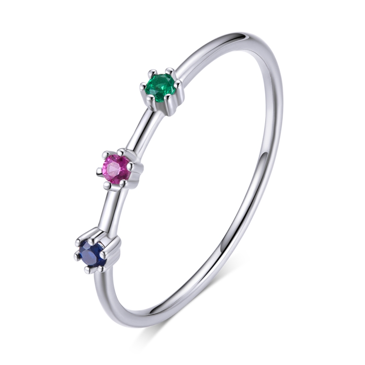 

S925 Sterling Silver Simple Flower Zircon Women Ring, Size:6