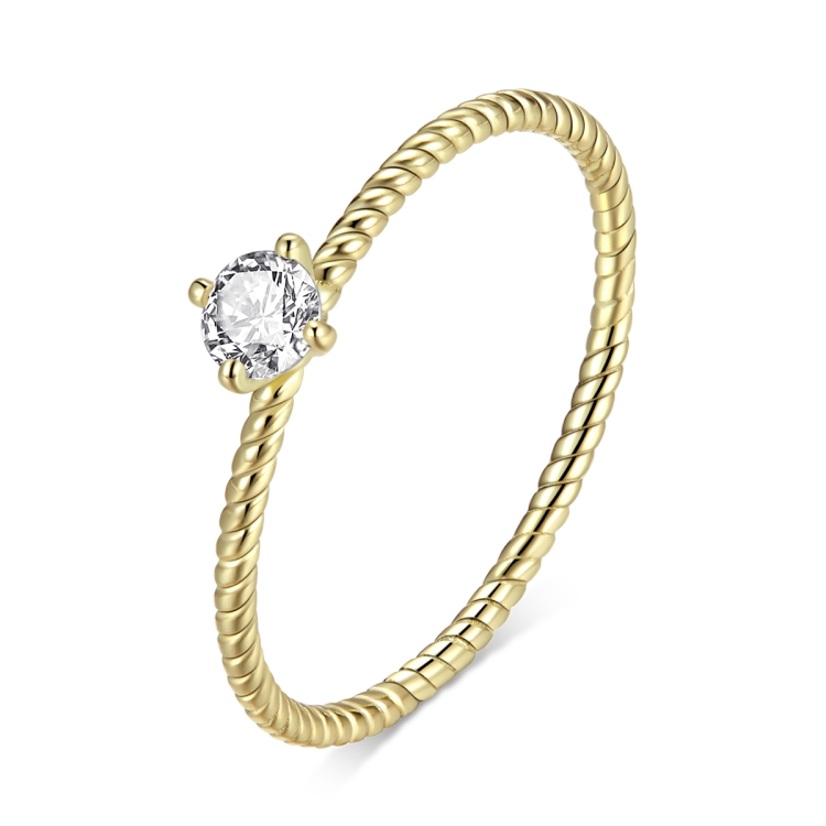 

S925 Sterling Silver Simple Zircon Women Ring, Size:8