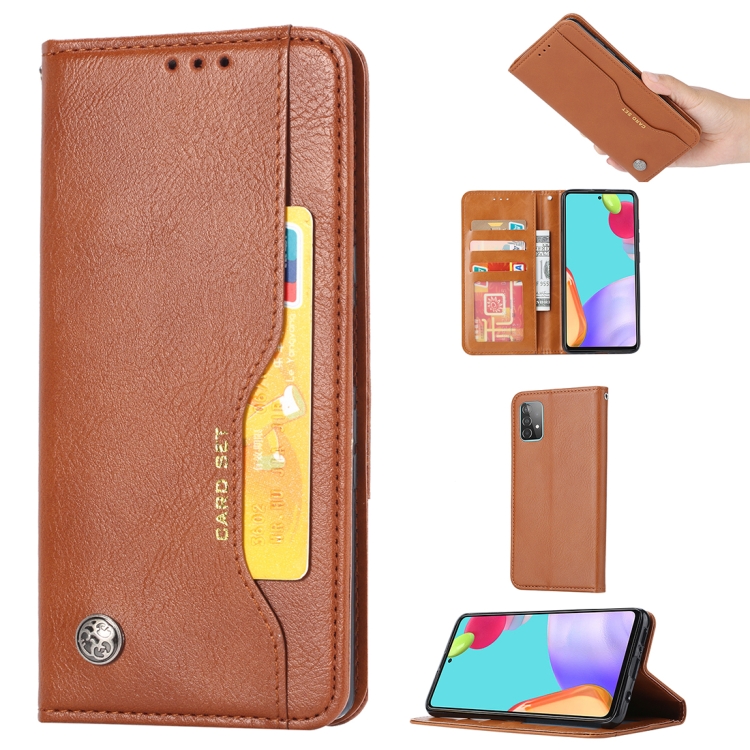 

For Samsung Galaxy A52 5G Knead Skin Texture Horizontal Flip Leather Case with Photo Frame & Holder & Card Slots & Wallet(Brown)