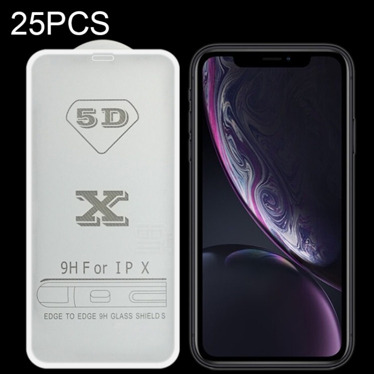 

25 PCS 9H 5D Full Glue Full Screen Tempered Glass Film For iPhone XR / 11