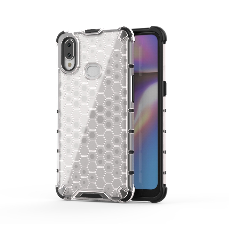

For Galaxy A20s Shockproof Honeycomb PC + TPU Case(White)