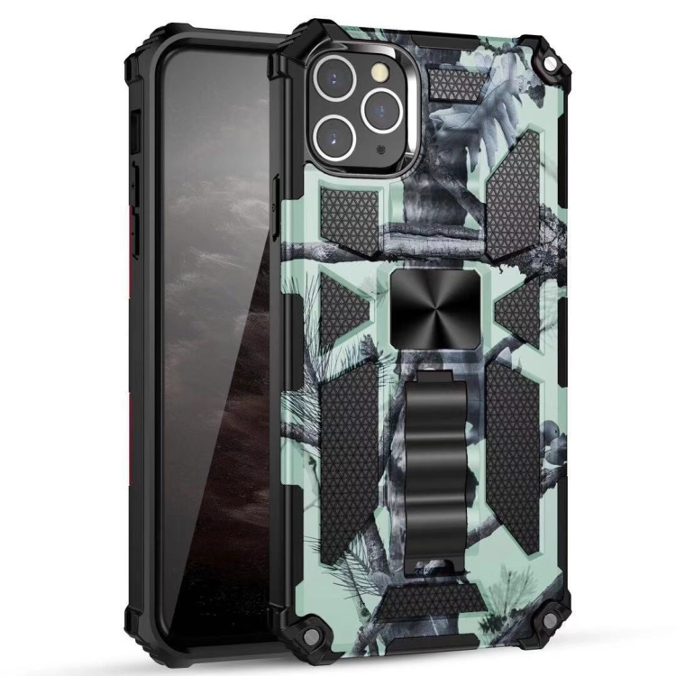 

Camouflage Armor Shockproof TPU + PC Magnetic Protective Case with Holder For iPhone 11 Pro(Mint Green)