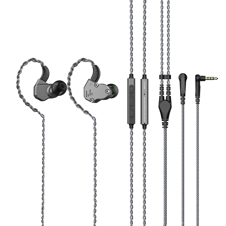 

Remax RM-833 Metal HIFI Triple-driver Wired Earphone, Length: 1.2m(Grey)