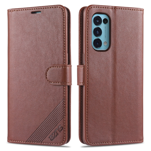 

For OPPO Reno5 4G AZNS Magnetic Calf Texture Horizontal Flip Leather Case with Card Slots & Holder & Wallet(Dark Brown)