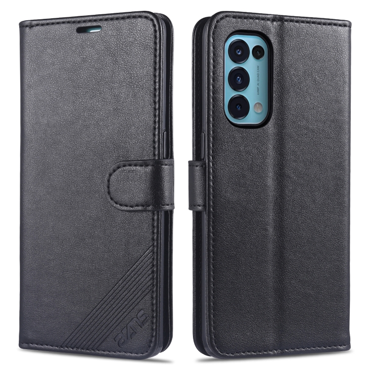 

For OPPO Reno5 4G AZNS Magnetic Calf Texture Horizontal Flip Leather Case with Card Slots & Holder & Wallet(Black)