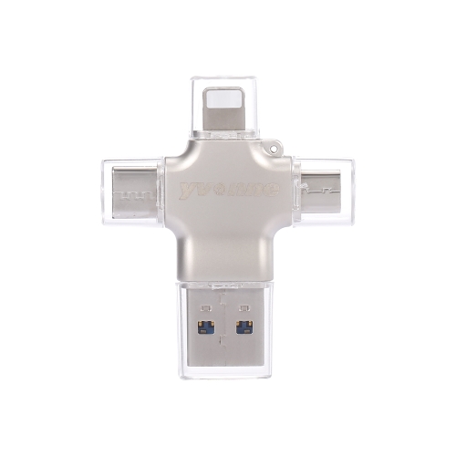 

Yvonne Y23 USB 2.0 Type-C / USB-C + USB + Micro 2.0 + 8 Pin OTG USB Flash Drives U Disk, Capacity:32GB(Silver)