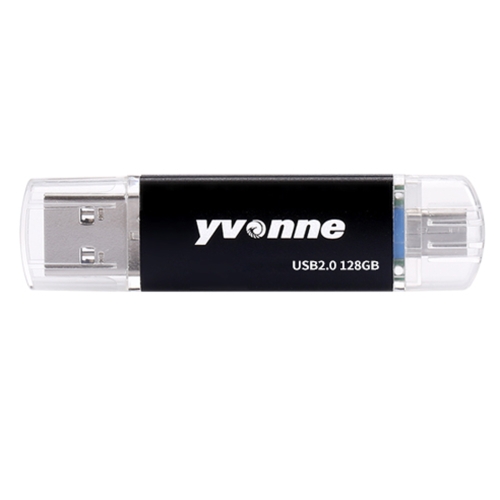 

Yvonne YT601-2 USB 2.0 USB + Micro OTG USB Flash Drives U Disk, Capacity:128GB(Black)