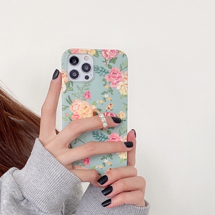 

Small Floral Pattern Shockproof Case with Ring Holder For iPhone 11(Light Green)