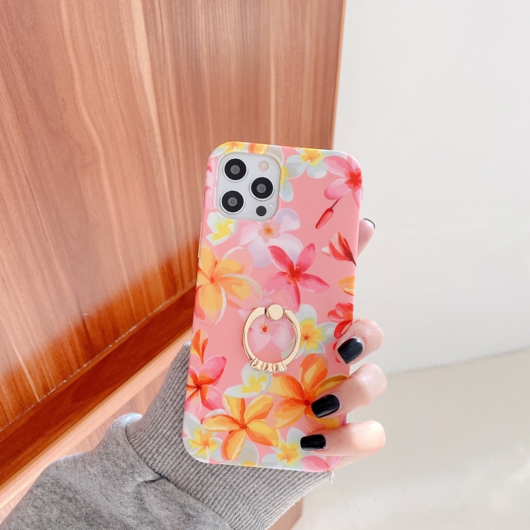 

Small Floral Pattern Shockproof Case with Ring Holder For iPhone 12 Pro Max(Pink)