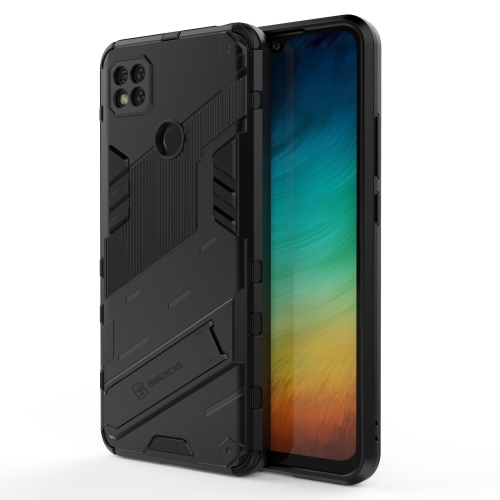 

For Xiaomi Redmi 9C Punk Armor 2 in 1 PC + TPU Shockproof Case with Invisible Holder(Black)