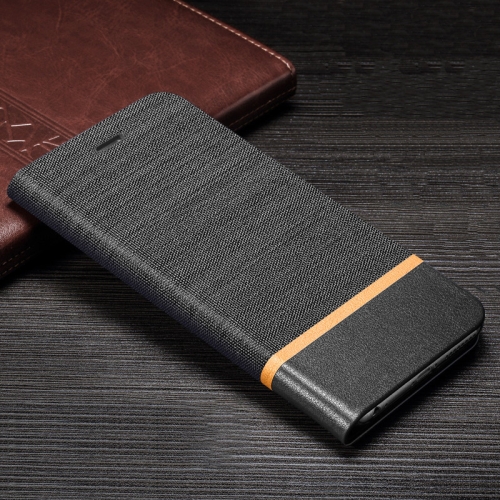 

For Motorola Moto G30 Canvas Three-color Stitching Business Horizontal Flip Leather Case with Holder & Card Slot(Black)
